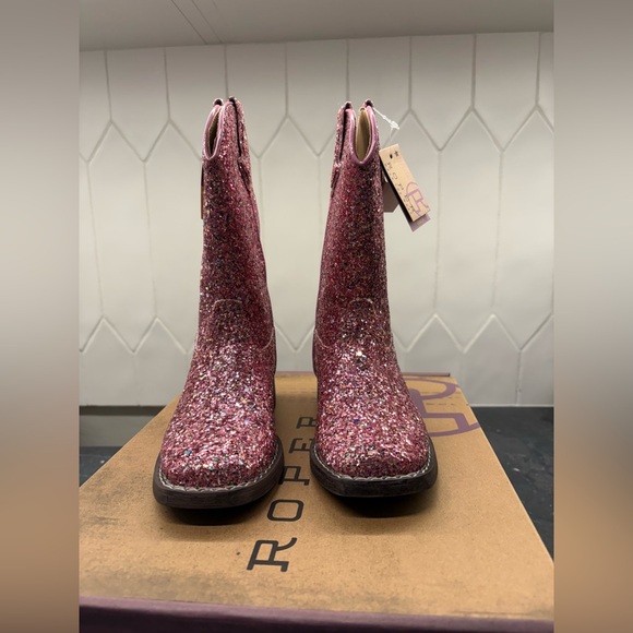 ROPER LITTLE GIRLS PINK MULTI GLITTER VAMP SHAFT BOOT - Picture 3 of 4